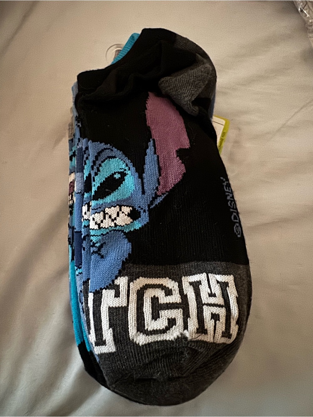 Disney Stitch Crew Socks - Black, Blue, Gray, Purple